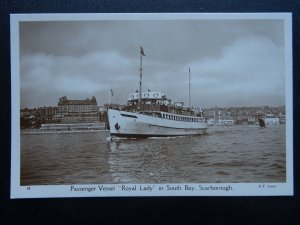 Shipping PASSENGER VESSEL - ROYAL LADY IN SOUTH BAY, SCARBOROUGH Old RP Postcard