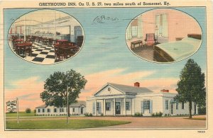 Postcard 1949 Somerset Kentucky Greyhound Inn Multi View Cline Linen 24-5610