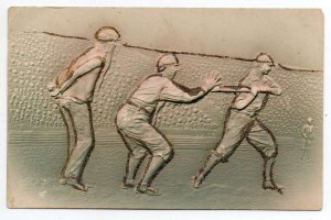 Baseball Sports Hitting Ball Embossed Airbrushed Glitter Postcard AA75045