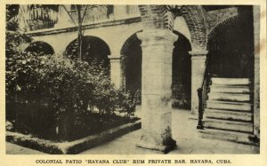 cuba, Colonial Patio Havana Club Rum Private Bar (1930s) Postcard