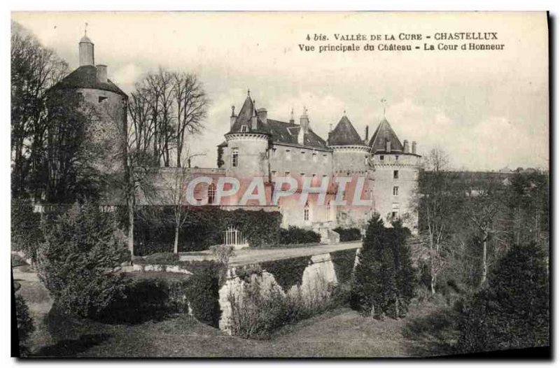Old Postcard Chateau de Chastellux Main View of the castle The Court & # 39ho...