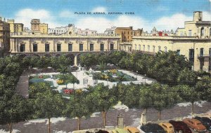 HAVANA, Cuba  PLAZA DE ARMAS & CITY HALL~Bird's Eye View  c1940's Linen Postcard