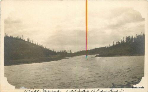 C-1910 WHITE HORSE RAPIDS ALASKA RPPC Waterfront Postcard...