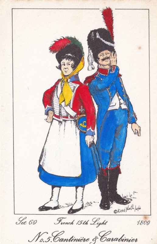 French 15th Light Regiment Carabinier Napoleonic War Soldier 1809 PB Postcard