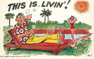 Postcard 1950s Petley Phoenix pool life comic humor sexy  woman 23-11246