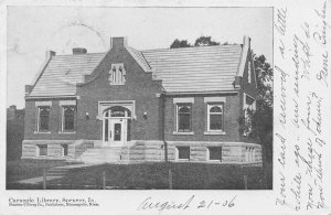 Carnegie Library, Spenser, Iowa, Very Early Postcard, Used in 1906