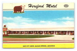 Hereford Motel East City Limits Siloam Springs Arkansas c1955 Postcard