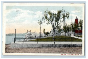 1917 The New Levy Park Steamer Ship Peoria Illinois IL Posted Antique Postcard