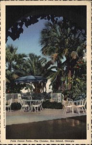 Sea Island Georgia GA The Cloiseter Palm Dance Patio Vintage Linen Postcard