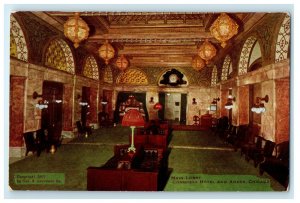 c1910's Main Lobby Congress Hotel And Annex Interior View Chicago IL Postcard