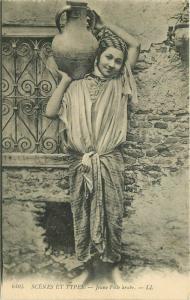 Arab Woman Water Carrier Ethnic Dress C-1910 Postcard 1439