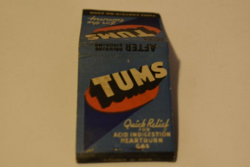 Tums for the Tummy Advertising 20 Strike Matchbook Cover