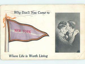 Divided-Back PENNANT POSTCARD New York City NY HM5351