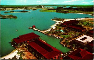 Vtg Chrome Postcard Walt Disney World 1970s Polynesian Village Aerial View UNP