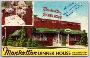 Springfield Missouri~Manhattan Dinner House Exterior View~Vintage Linen Postcard