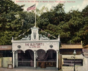 Fort George Amusement Park Ride Mystic Cave Old Fort Postcard NY New York