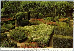 Topiary Green Animals Gardens Cory's Lane Portsmouth RI Vintage Postcard E02