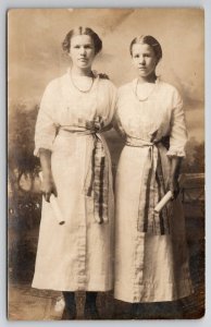 RPPC Arcadia Michigan Overholt Family Sisters Edith & Laura / Mayo  Postcard H28