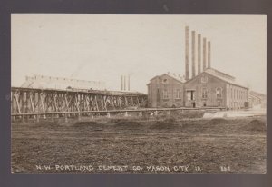 Mason City IOWA RPPC c1920 N.W. PORTLAND CEMENT CO. Factory ADVERTISING IA