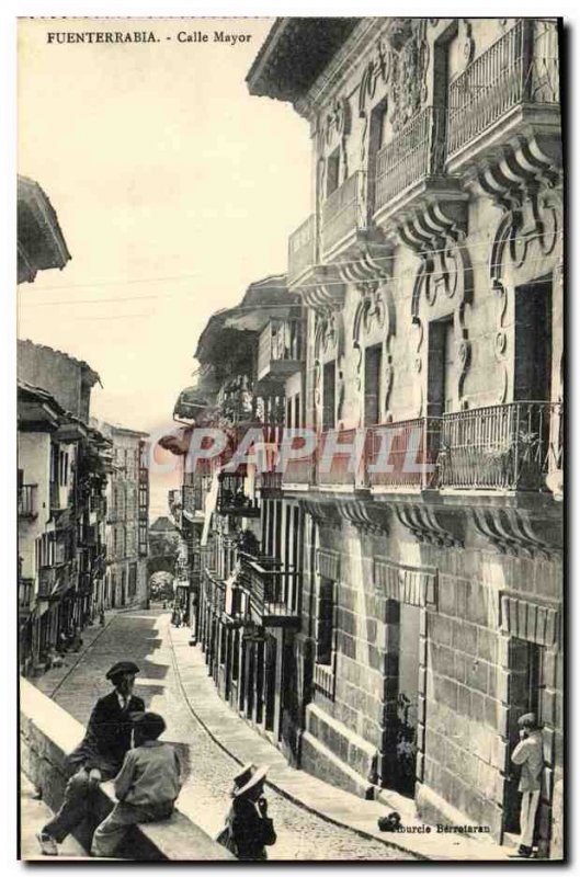 Old Postcard Fuenterrabia Calle Mayor Children