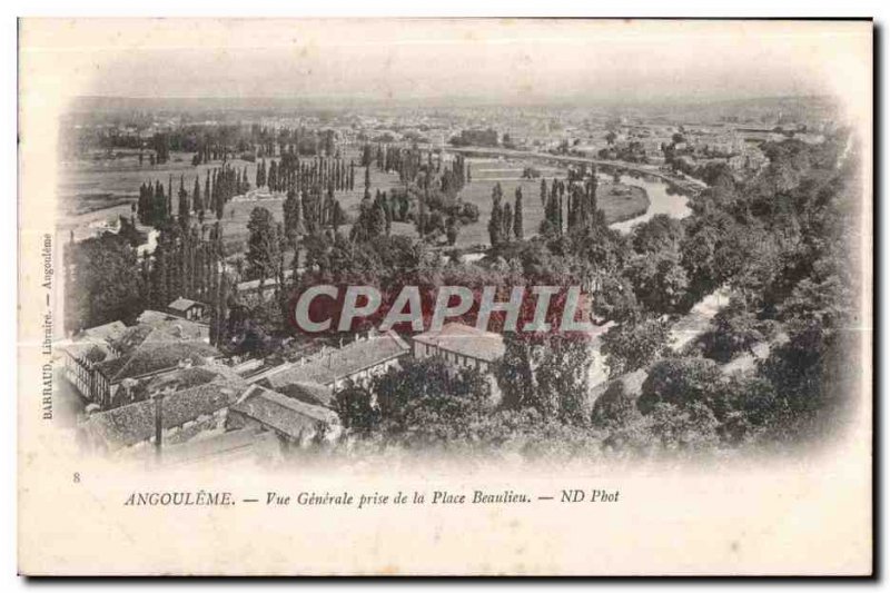 Old Postcard Angouleme Vue Generale taken to the Place Beaulieu ND Pbot