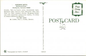 Shelburne, VT Vermont  SANDMAN MOTEL~Paul L Handy  ROOM/TV  Roadside  Postcard