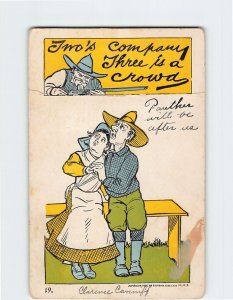 Postcard Two's company, Three is a crowd, Lovers Comic Art Print