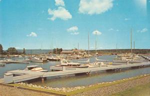 La Pointe Wisconsin boats piers new marina Madeline Island vintage pc Z47191