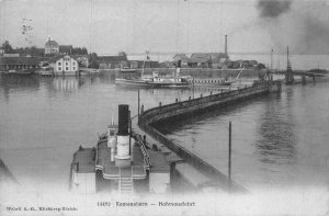 ROMANSHERN HAFENAUSFAHRT SWITZERLAND SHIP & TOWN VIEW POSTCARD 1907