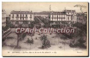 Postcard Old Antibes Mace and Avennue place of King Albert I