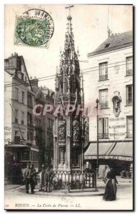 Old Postcard Rouen stone cross tram animated