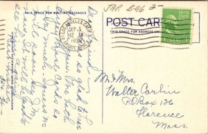 Coliseum Los Angeles California CA Linen Postcard PM Cancel WOB Note VTG Vintage