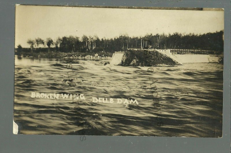 Wisconsin Dells WI RPPC c1910 DAM COLLAPSE Destruction FLOOD nr Portage Baraboo