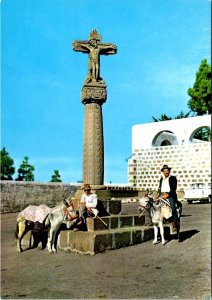 Gran Canaria, Canary Islands Spain TEJEDA CROSS Men/Donkeys 4X6 Vintage Postcard