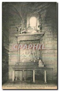 Postcard Old Assier Lot Interior of the church in the Tomb of Galiot Genouill...
