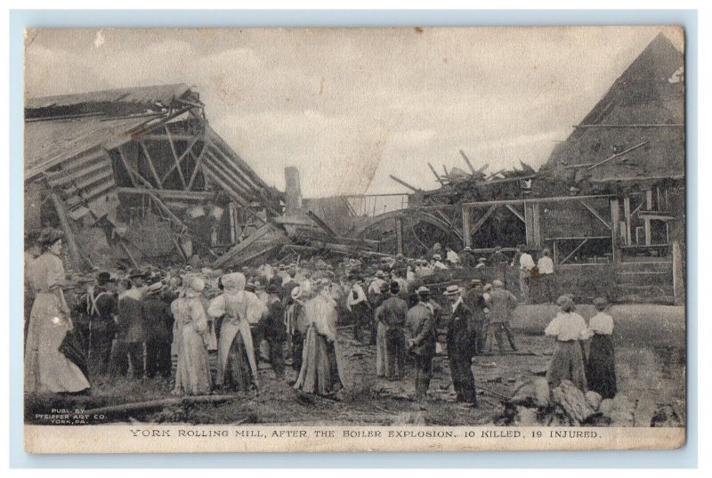 1908 York Rolling Mill After The Boiler Explosion York Pennsylvania PA Postcard