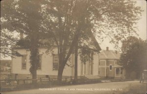 Waldoboro Maine ME Methodist Church & Parsonage c1910 Real Photo Postcard
