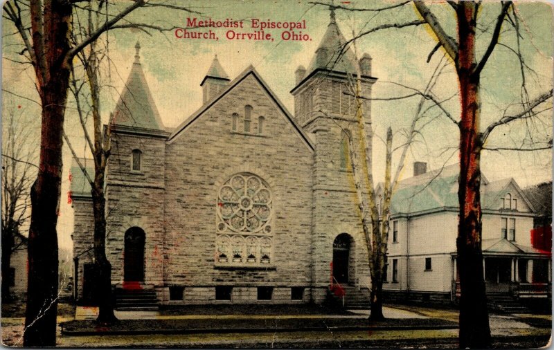 Orrville OH - Methodist Episcopal Church - vintage Postcard