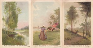 Set of 3 chromos Van Houten`s Cocoa advertising Netherlands 