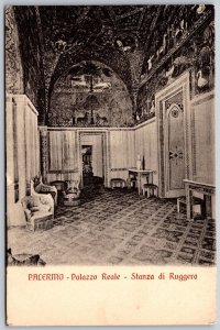 Vtg Palermo Palazzo Reale Stanza di Ruggera Royal Palace Sicily Italy Postcard