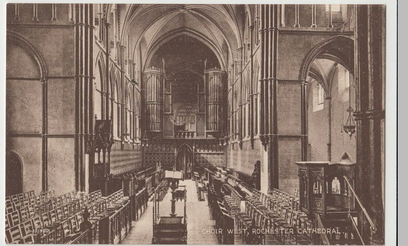 Kent; Choir West, Rochester Cathedral PPC By Valentines, Unused, c 1920's 