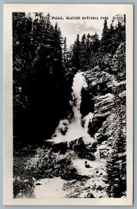 Postcard RPPC c1940s Trick Falls MT Glacier National Park Cecil Nixon Photo