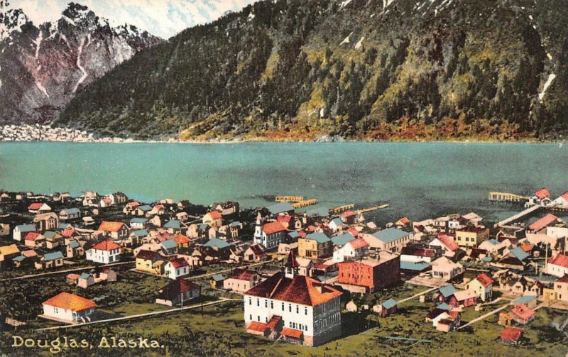 AERIAL VIEW DOUGLAS ALASKA POSTCARD (c. 1910) **