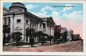 Church Row Galveston Texas Vintage Postcard C036