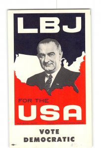 Political Presidential Campaign Postcard 1964 LBJ For USA Vote Democratic