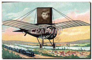 Old Postcard Fantasy Children Photography Plane