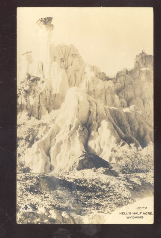 RPPC HELL'S HALF ACRE WYOMING UNUSUAL ROCK FORMATION REAL PHOTO POSTCARD