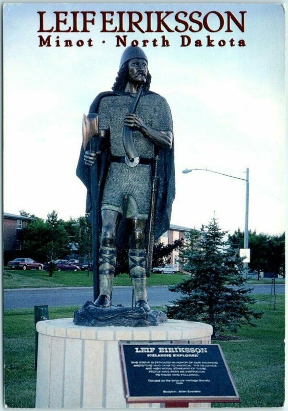 Postcard - Leif Eiriksson - Shirley Bicentennial Park - Minot, North Dakota 