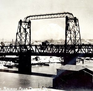 RPPC Mount Rainier From Tacoma Bridge Ellis 1920s Washington Pacific NW PCBG6C