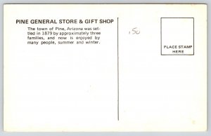 Pine Arizona Area Map~Pine General Store~Squirrel~Bird~1950s B&W Artist Postcard